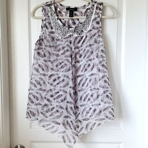 Style & Co White & Grey Sleeveless Top PM